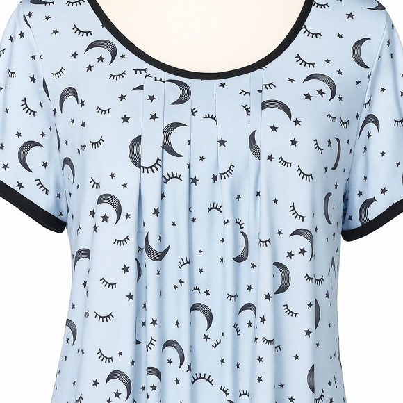 Ekouaer Moon Print Sleep Shirt Nightgown Size L - Picture 2 of 5